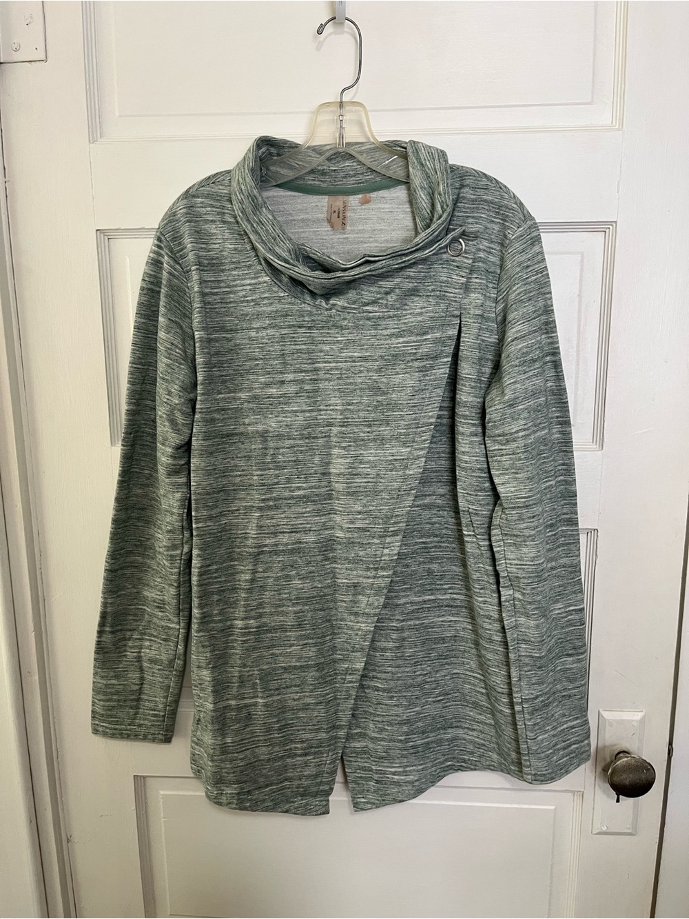 Danskin Now Heathered Sage Cowl Neck Top XL